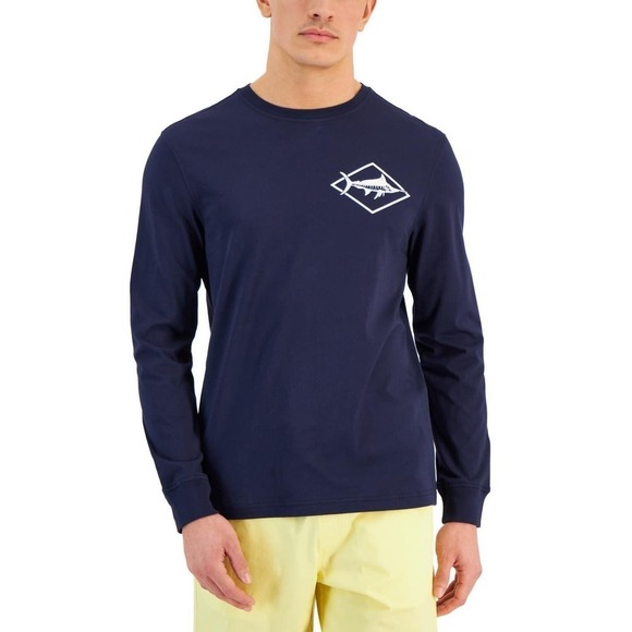 Club Room Men's Sailing Club Long Sleeve Graphic T-Shirt Navy Blue Medium NWT - Picture 4 of 4